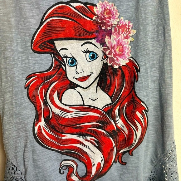 Disney The Little Mermaid Lace Glitter Tank Top Medium Sleeveless 7/9 Blue Ariel - Picture 7 of 9